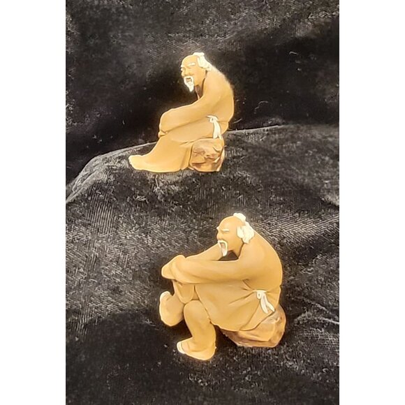 Vintage Chinese Mudmen Figurines, Hand Crafted, Set of 2 - Picture 7 of 10